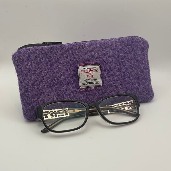 Harris Tweed Zipped Soft Glasses Case Handmade Scottish Wool Pouch