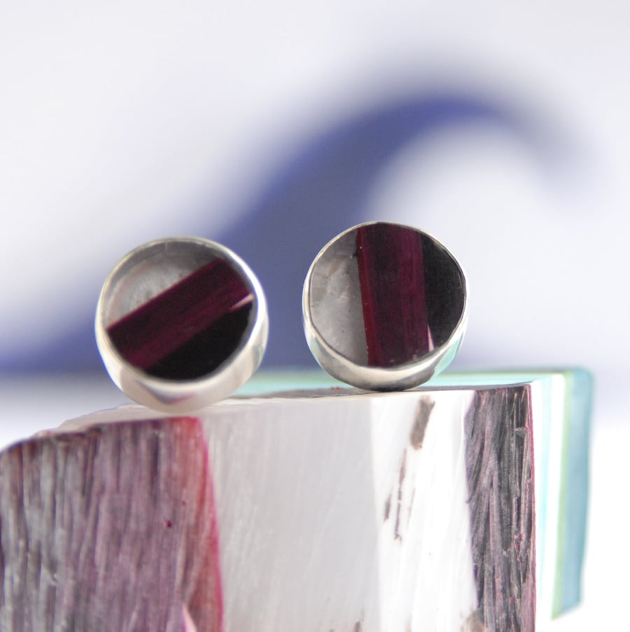 Maroon surfite stud earrings