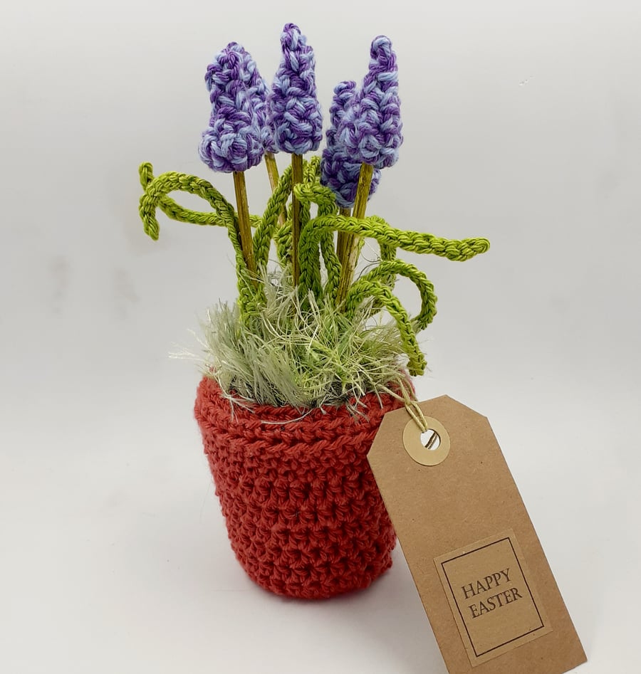 Crochet Grape Hyacinths in a Pot