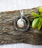 Silver Circle Necklace with Cream Pearl - Image 2