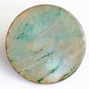 large round brooch - scrolled aquamarine and pale blue over clear