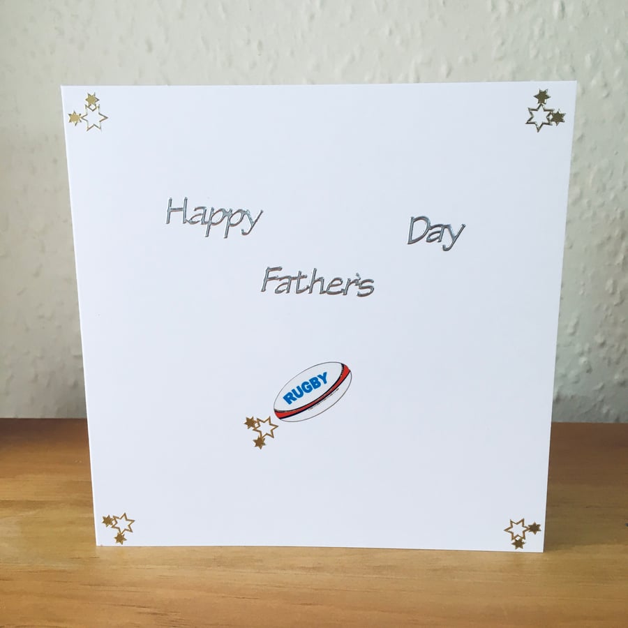 Rugby Ball and Gold Star Father’s Day Card