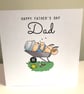 Father's Day Card With Sleeping Bear In a Wheelbarrow Garden Setting - Image 1