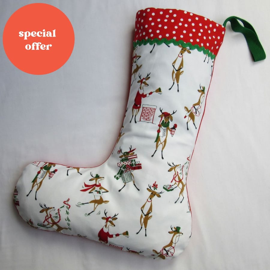 Christmas Stocking - Reindeer Shopping SALE