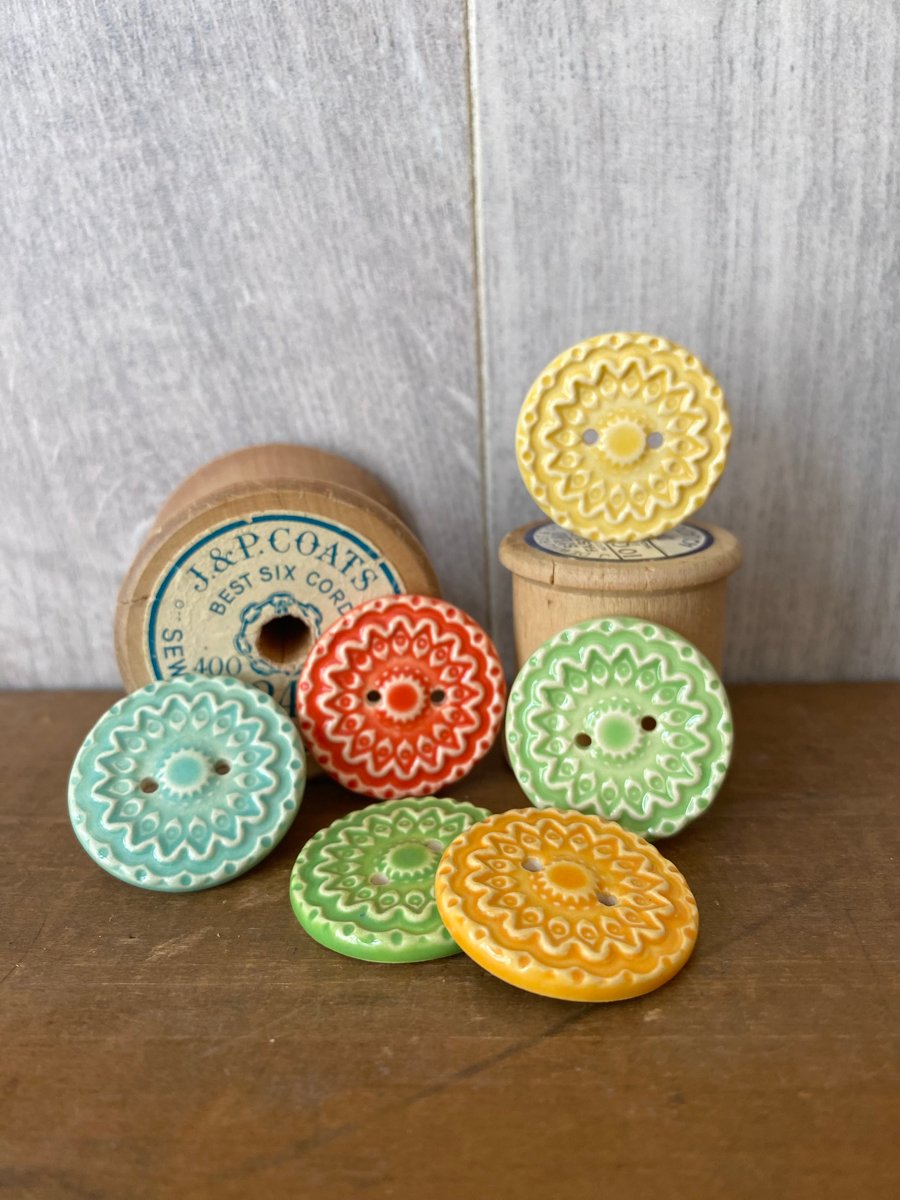 Set of six handmade ceramic buttons