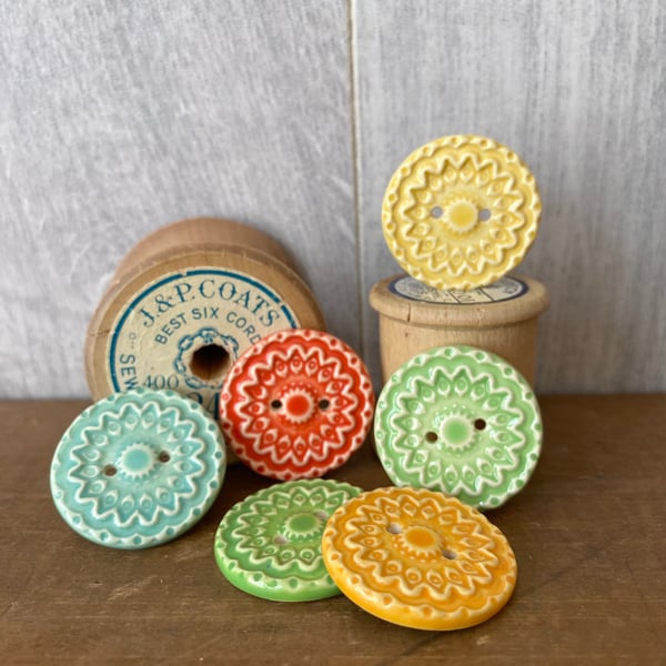 Set of six handmade ceramic buttons