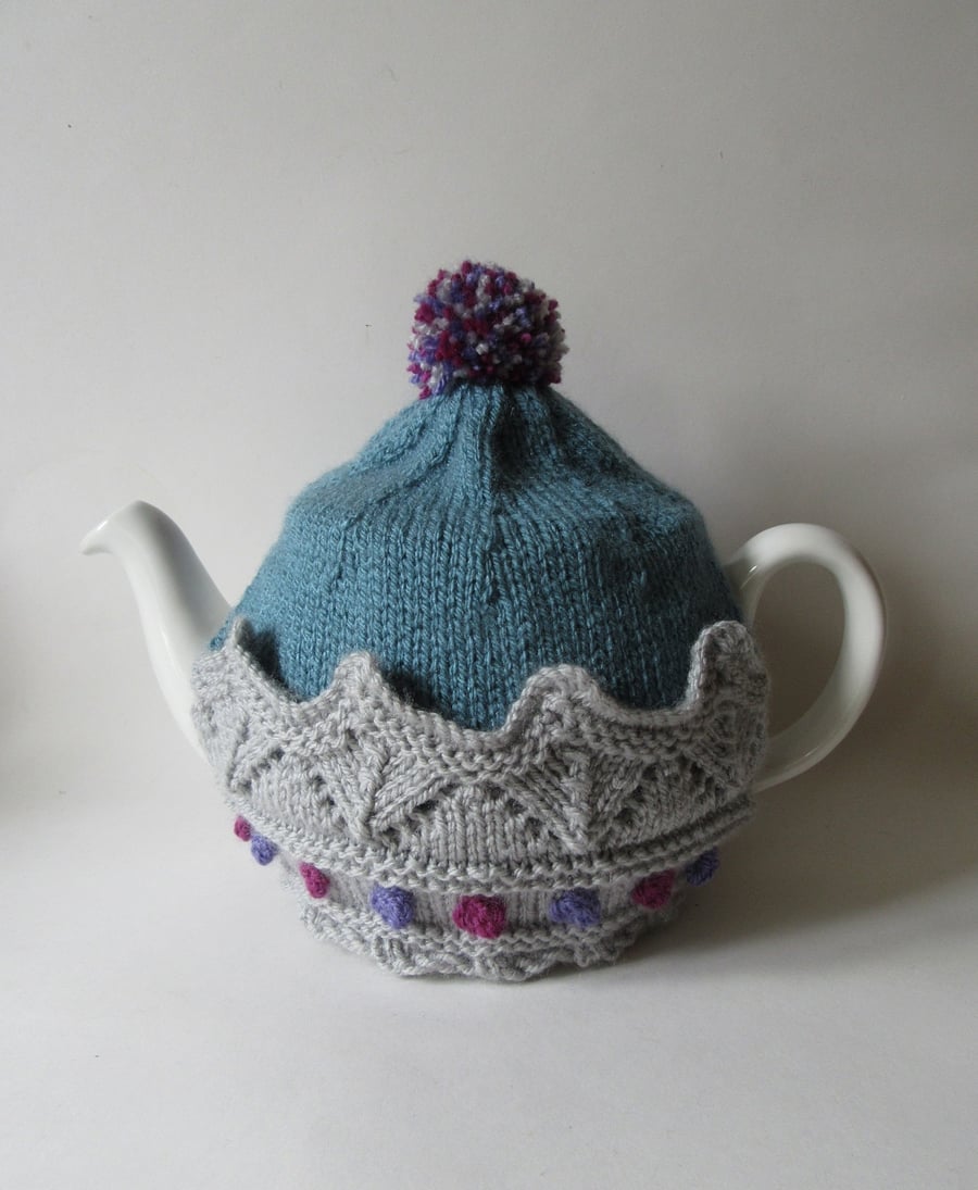 Coronation crown tea cosie - Sapphire blue