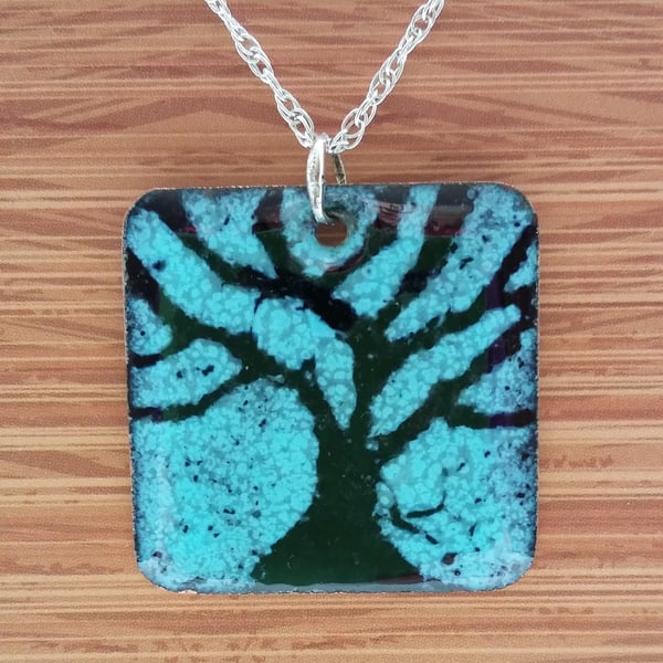 "Bare Branches" pendant in enamelled copper 208 