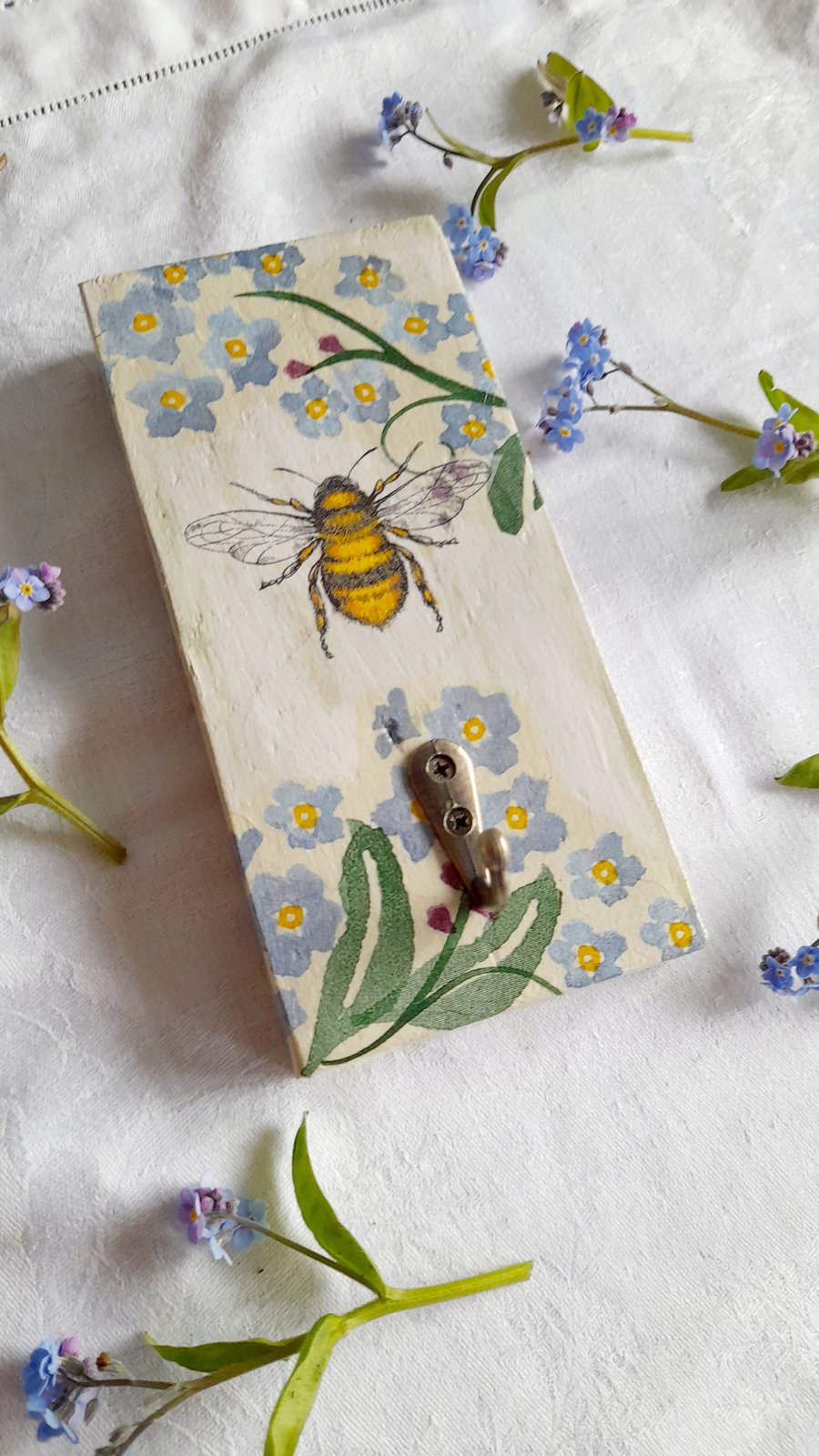 Decoupaged Wooden Key Hook