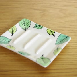 Soap Dish - Green Beech Leaves