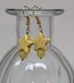 Butter yellow howlite star and agate bead earrings with gold coloured ear wires  - Image 5