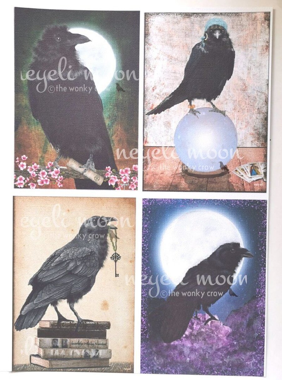 Crow Raven prints from original artwork by neyeli 4 designs to choose from 