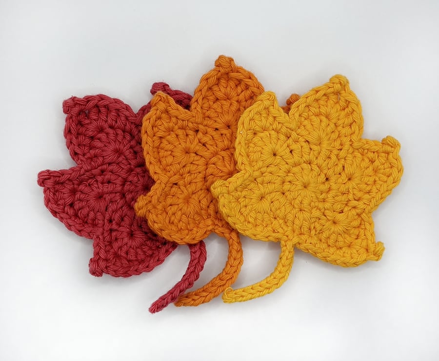Crochet Autumn Leaves, Set of 3