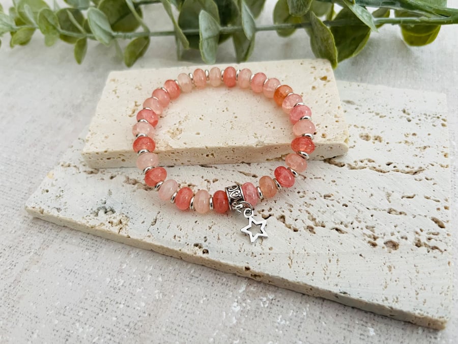 Image of Glass bead charm bracelet