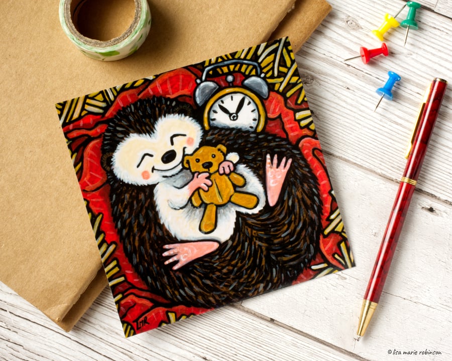 Sleepy Hedgehog Postcard
