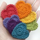 Rainbow Crochet Appliqué Hearts - sets for crafting