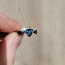 Sterling Silver London Blue Topaz Wave Ring Trillion Cut Size P & half Handmade