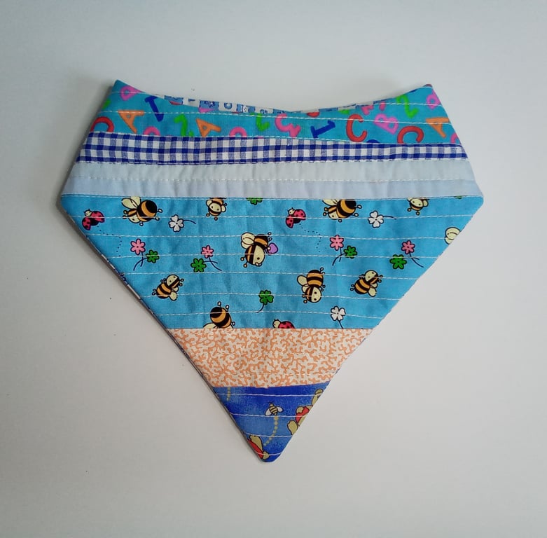 Blue Bandana bib, bib, patchwork bib, quilted bib, reversible bib, baby gift