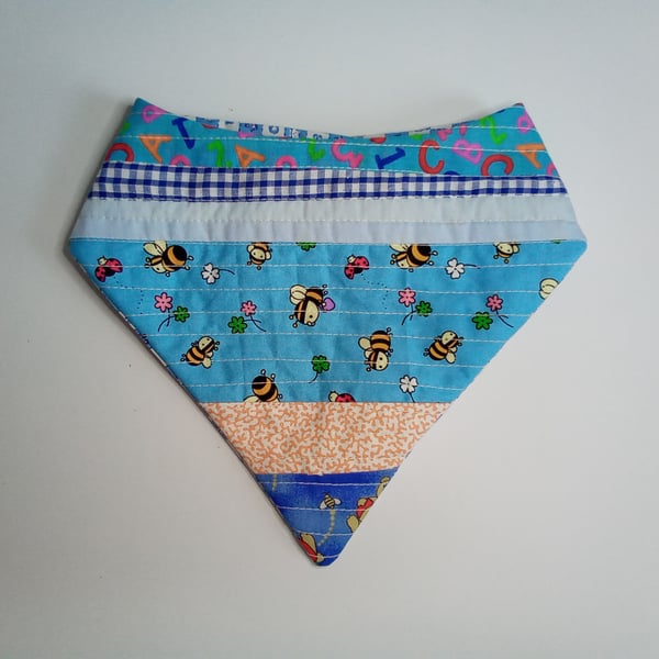 Blue Bandana bib, bib, patchwork bib, quilted bib, reversible bib, baby gift