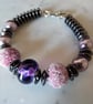SALE - HALF PRICE - PURPLE SUGAR LAMPWORK BRACELET - FREE UK SHIPPING  - Image 1