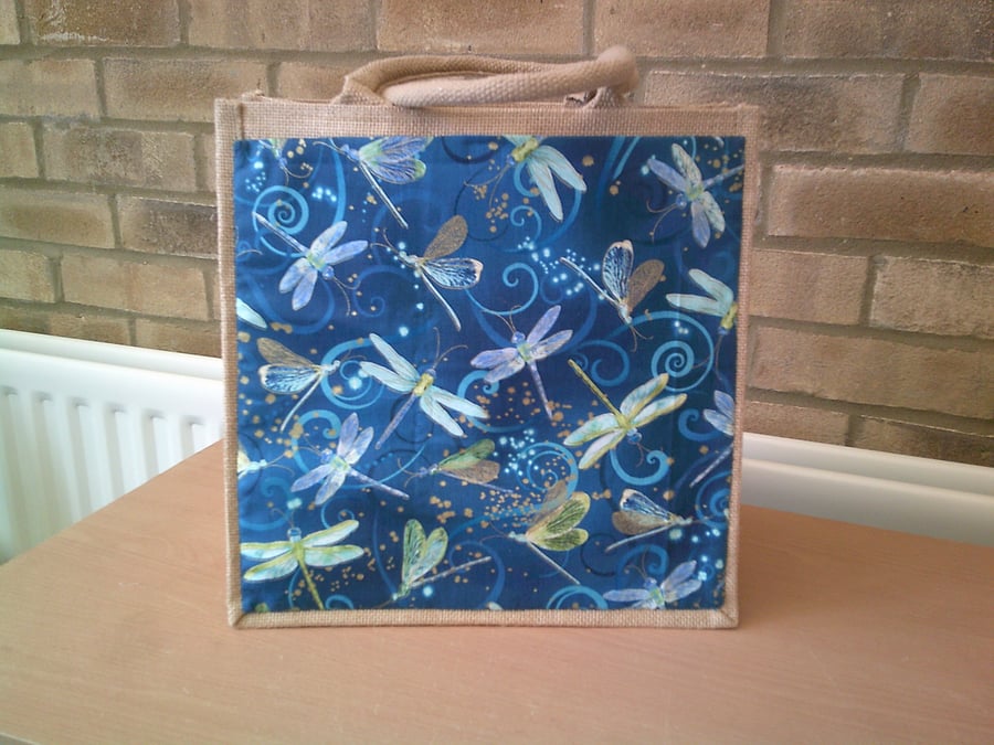 Medium Jute Bag with Dragon Flies Pocket