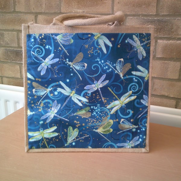 Medium Jute Bag with Dragon Flies Pocket