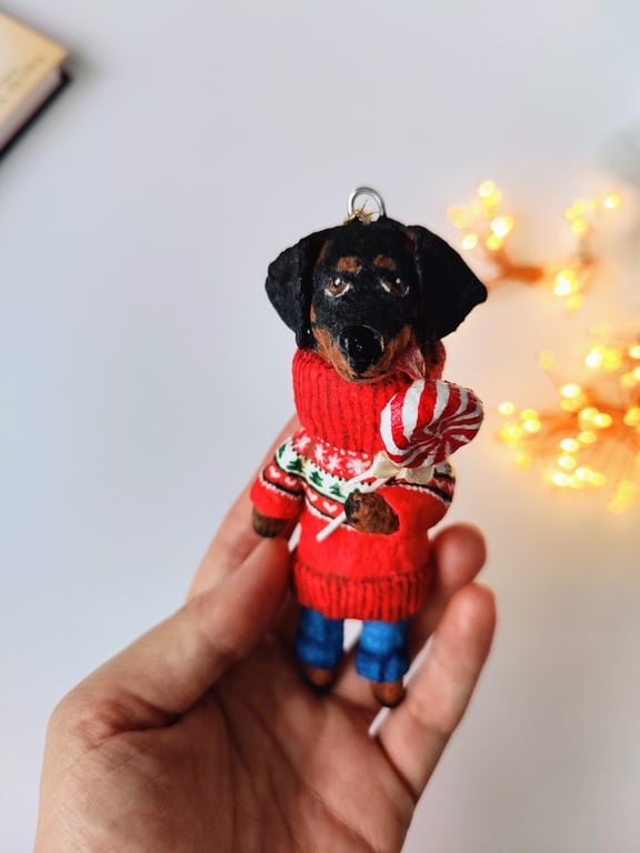 Handmade Dachshund Christmas Bauble, Festive Gift For Dog Lovers