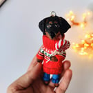 Handmade Dachshund Christmas Bauble, Festive Gift For Dog Lovers