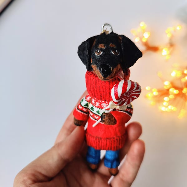 Handmade Dachshund Christmas Bauble, Festive Gift For Dog Lovers