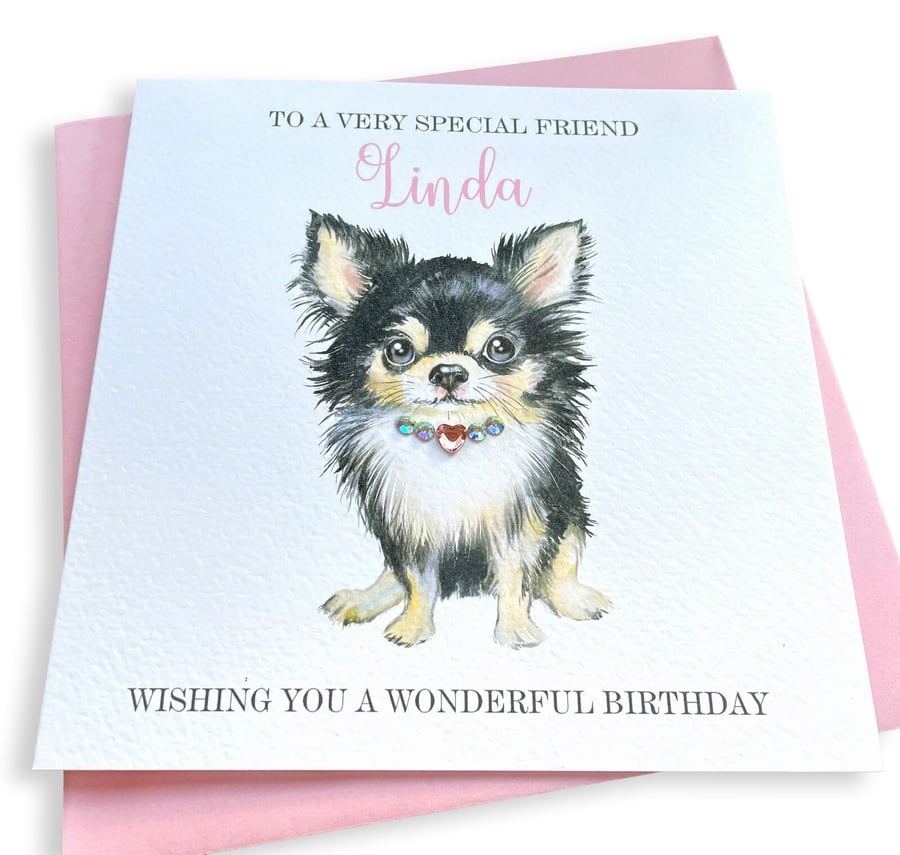 Personalised Handmade Dog- Chihuahua Birthday Card Granny Mum Sister friend Moth