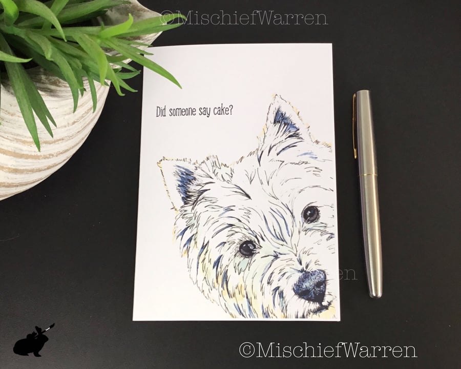 Westie Art Card. Blank or Personalised for any occasion.