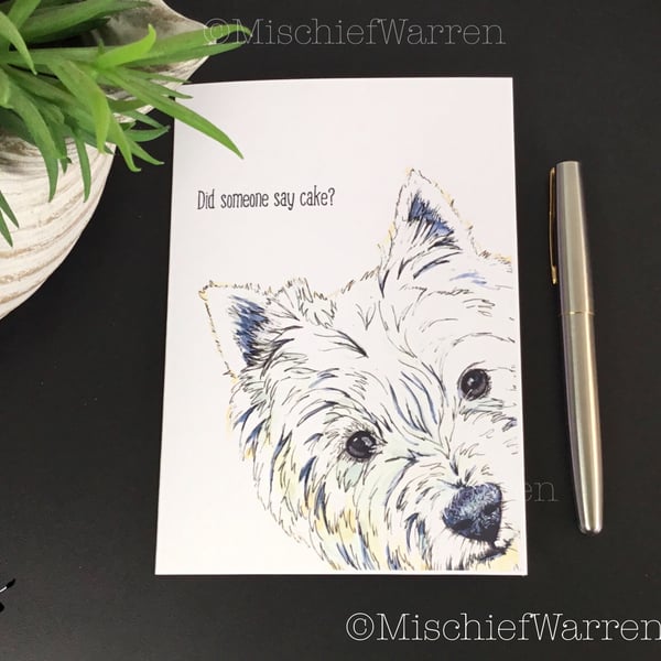 Westie Art Card. Blank or Personalised for any occasion.