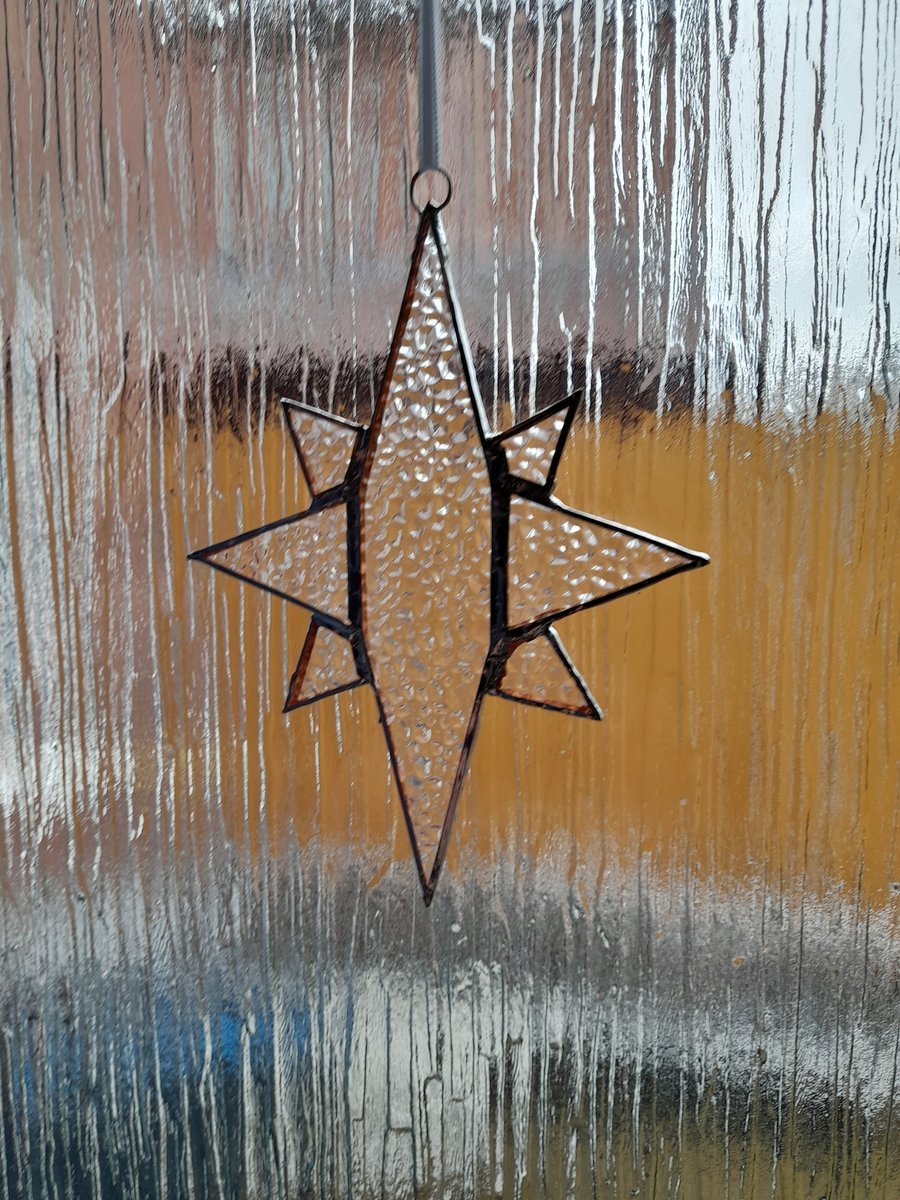 CLEAR STAR - stained glass suncatcher