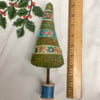 Folk inspired Christmas tree - tall blue coloured bobbin