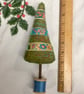 Folk inspired Christmas tree - tall blue coloured bobbin - Image 1