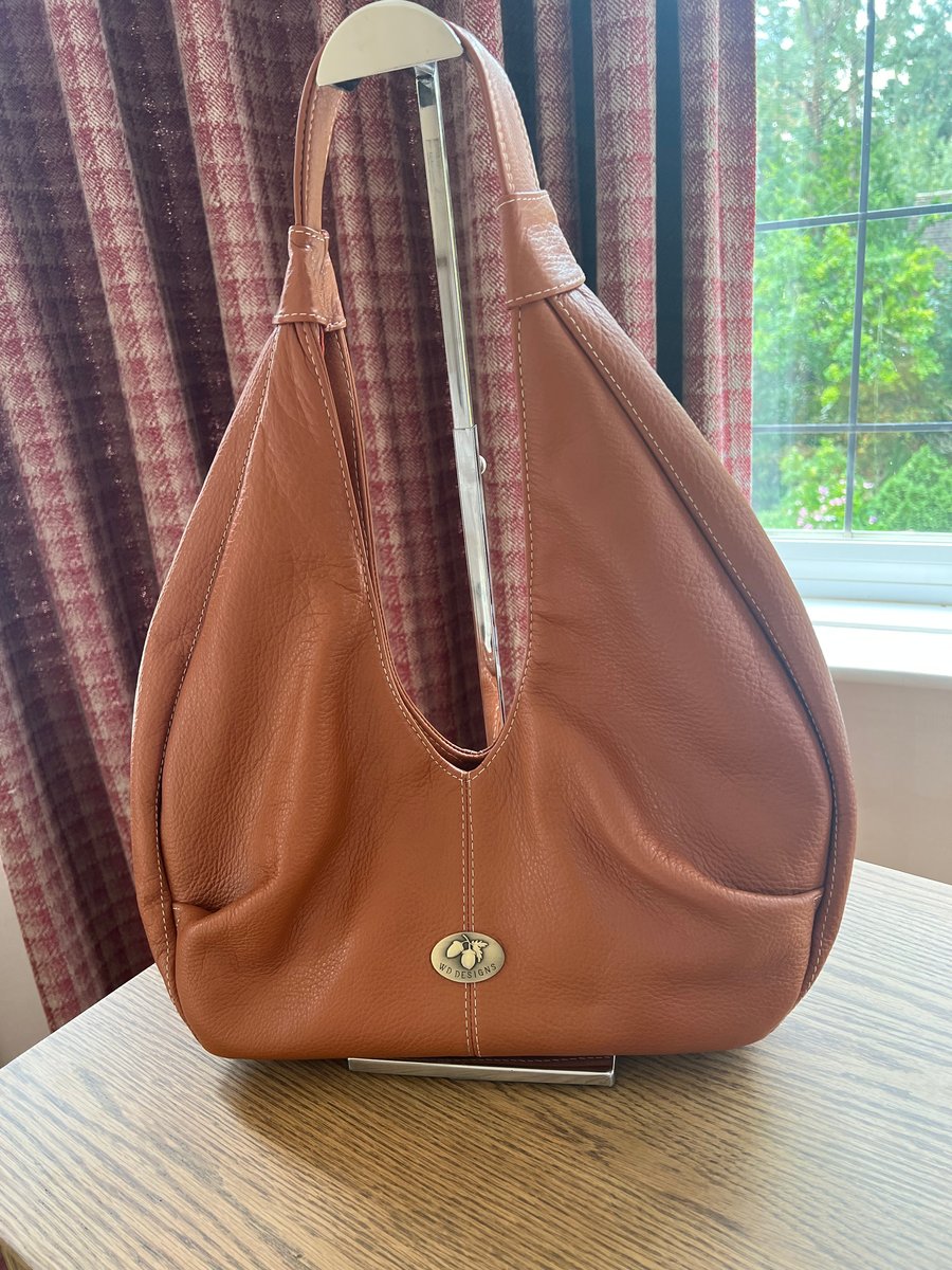 Real leather tan hobo bag