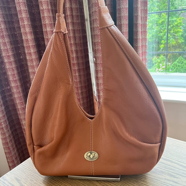 Real leather tan hobo bag