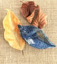 Felted leaf brooch : blues - Image 3