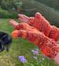 Banana silk Bonfire mittens , handknitted - Image 5