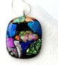 Dichroic Glass S014 Supersize Patchwork 3-layer Pendant with Silver Plated chain - Image 2