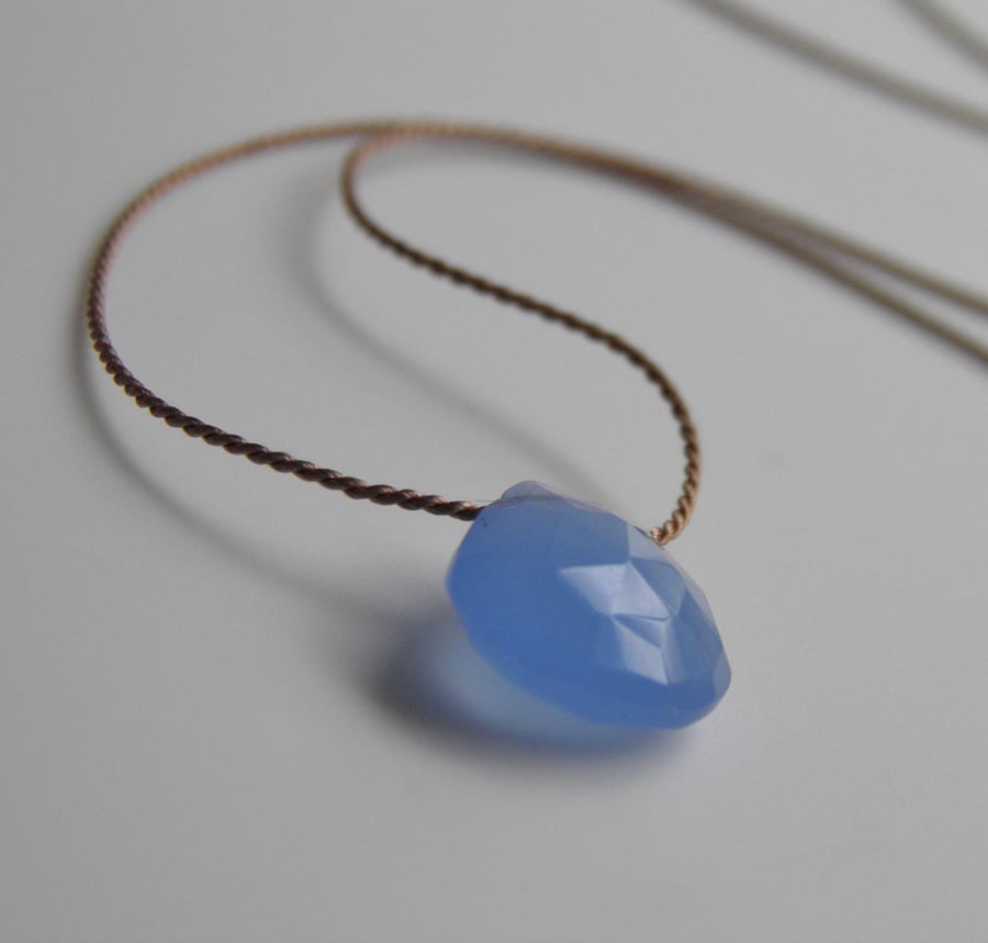 Blue Chalcedony Gemstone Necklace 