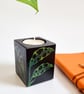 Small tea light holder with Monstera Obliqua Peru leaves