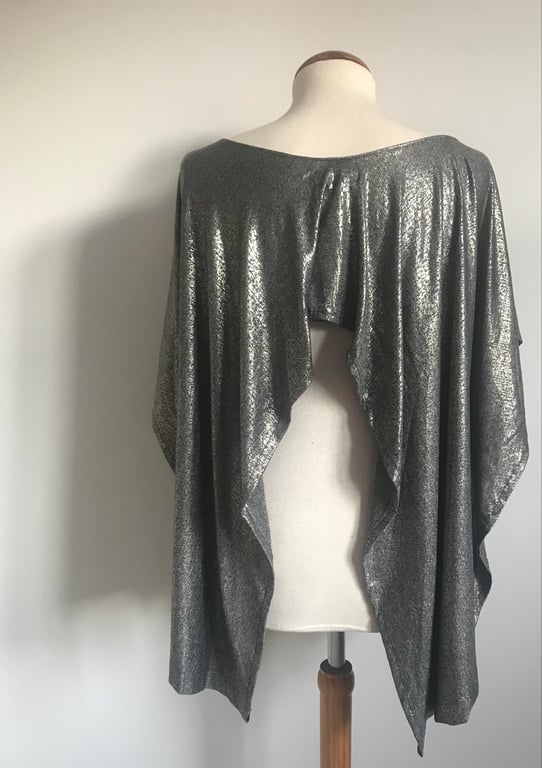 Silver Relaxed Fit Top with Feature Raised Back Detail