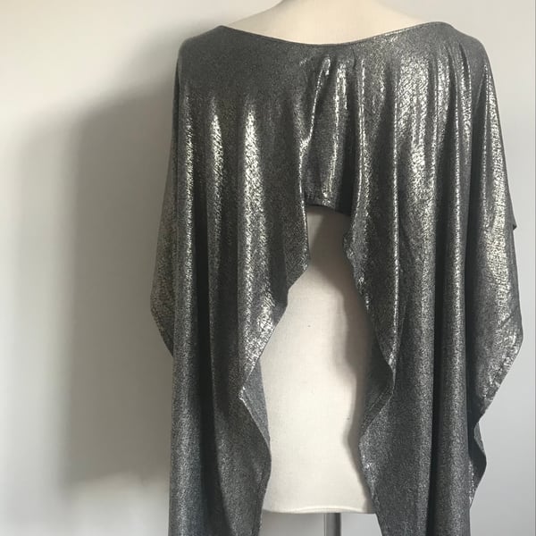 Silver Relaxed Fit Top with Feature Raised Back Detail