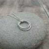 Sterling Silver Russian Ring Infinity Three Circle Necklace