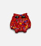 Red Owl Teaspoon Rest, Colourful Handmade Clay Spoon Holder - Image 6