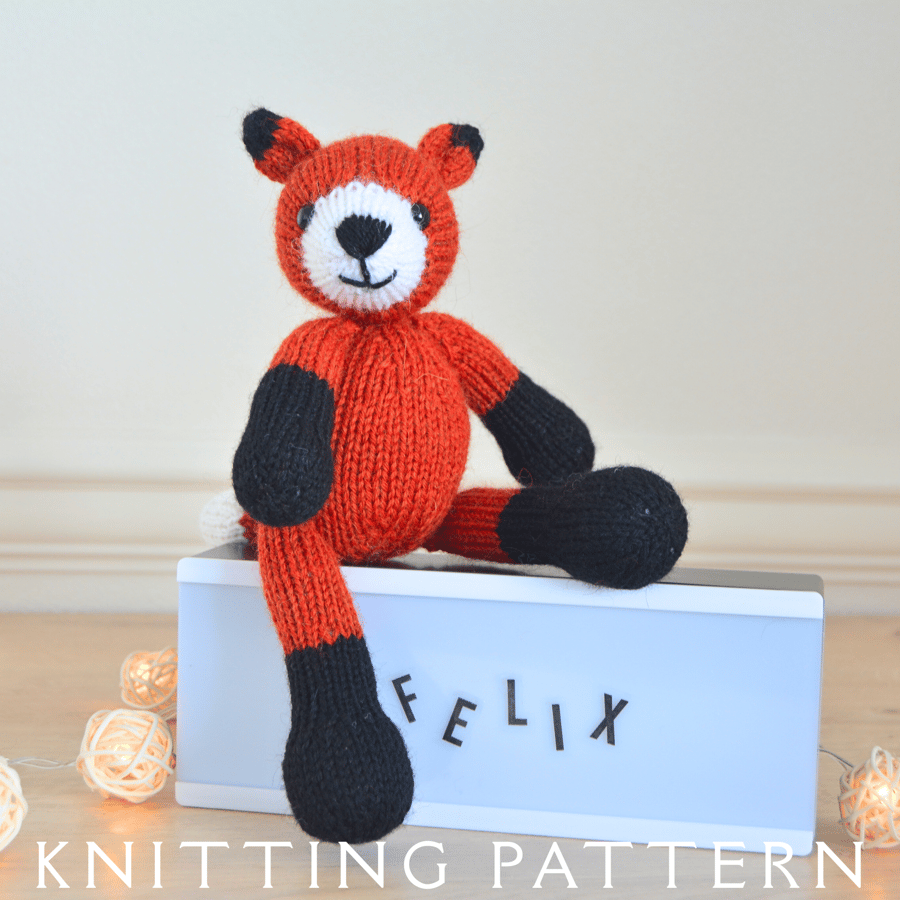 Felix Fox Soft Toy Knitting Pattern PDF Version By Email