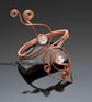 Crackled quartz UpperArm cuff-Arm bracelet-copper arm cuff,leaf design  - Image 1