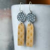 Colour pop long earrings - mustard & grey