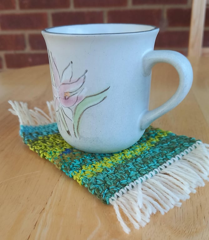 Set of 4 Coasters, Handmade Crochet Mug Rugs, Eco Gift for Coffee & Tea Lovers